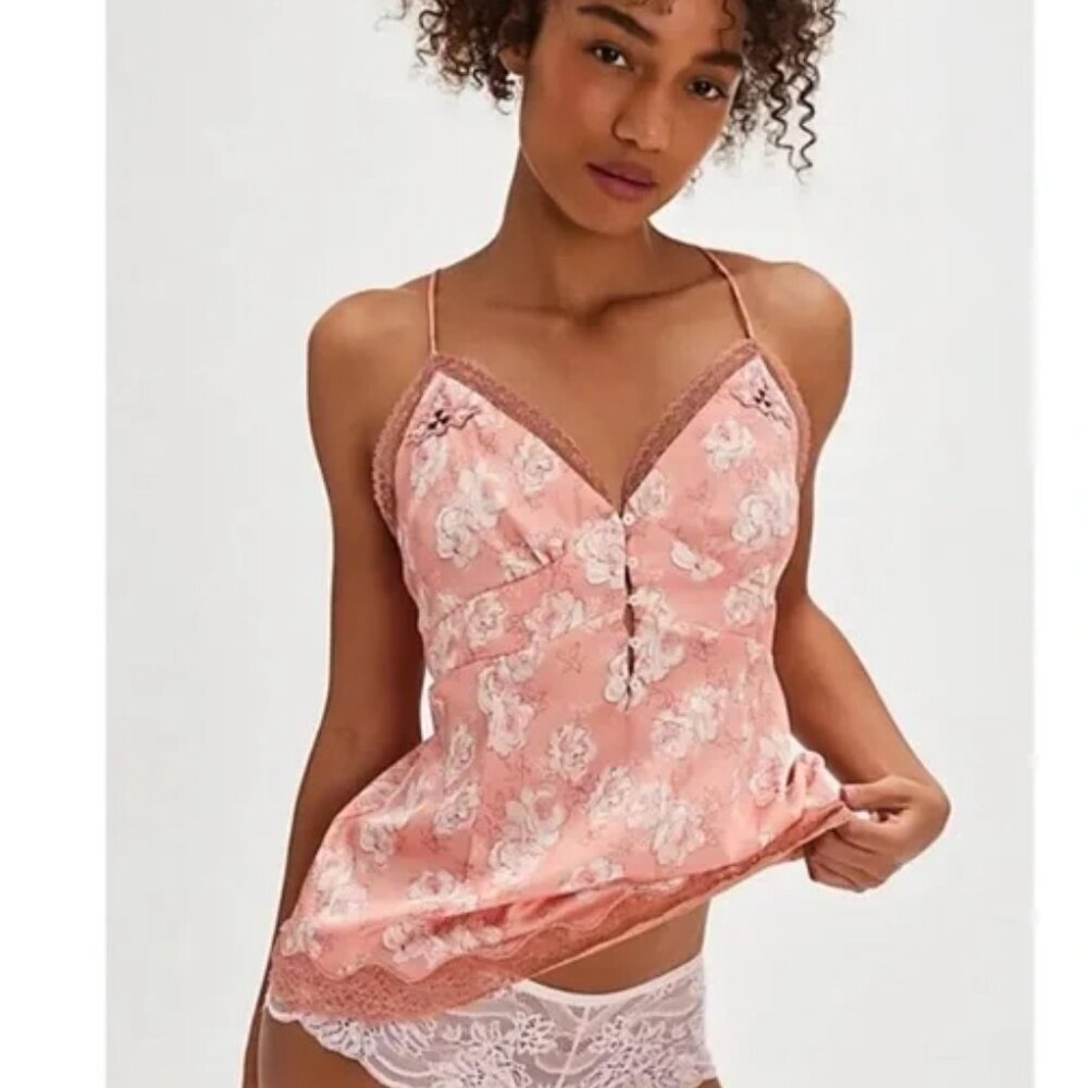 Free People Intimately Camisole Womens L Peach Floral Night Special Cami Top